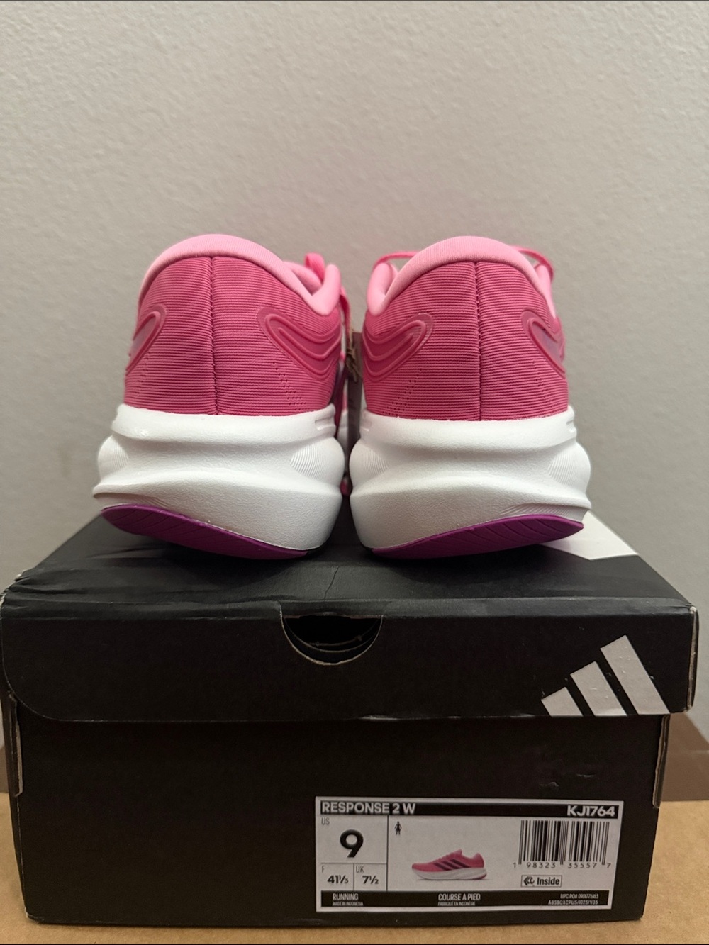 adidas Women's Pink Running Shoes with Purple Stripes - Picture 2 of 5